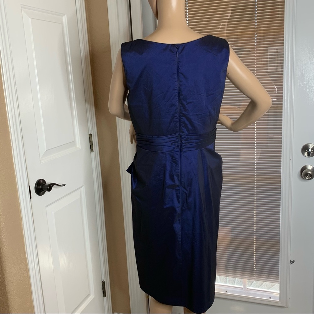 Tadashi Shoji Evening Cocktail Dress Blue Crystal Jeweled Ruched Size 10 - Picture 11 of 16